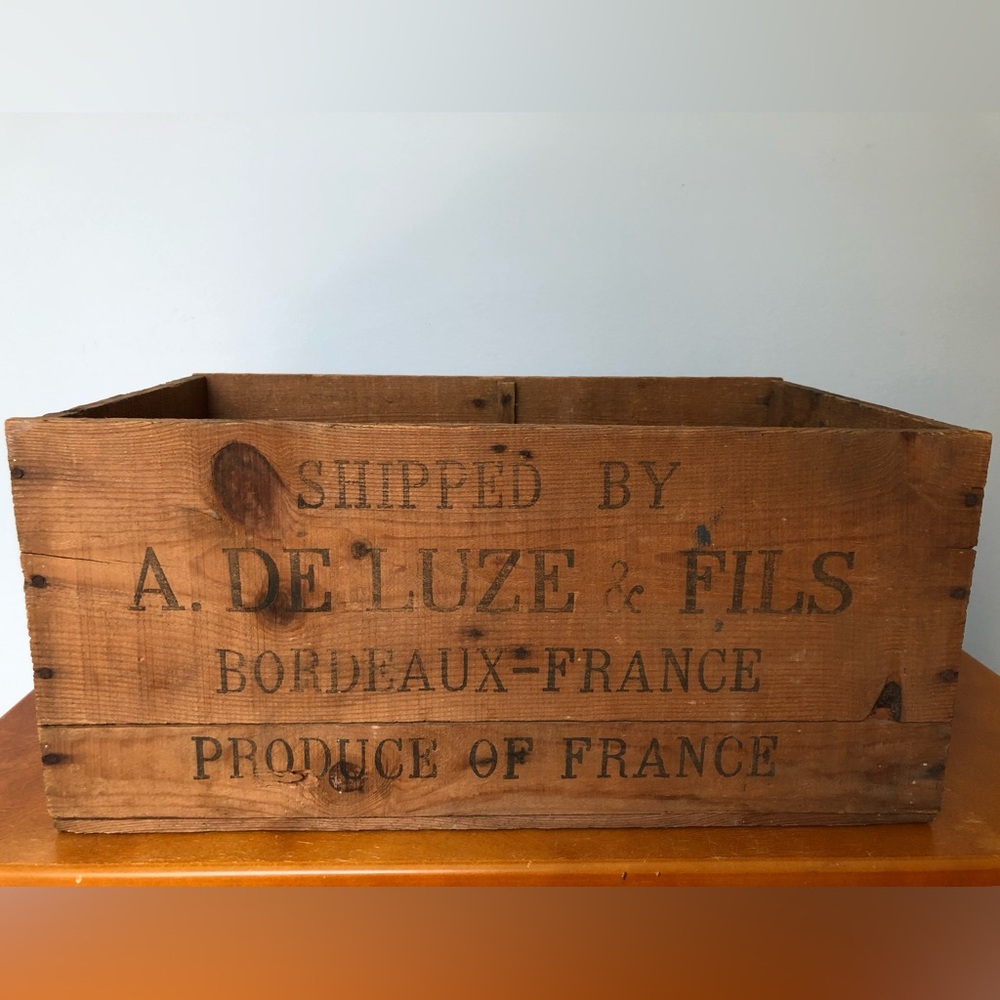 Vintage Antique Wood Bordeaux Wine Crate Box